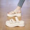 Thick-soled heightening outer wear casual beach slippers women's summer 2025 new two-wear sandals one-word sandals versatile explosion