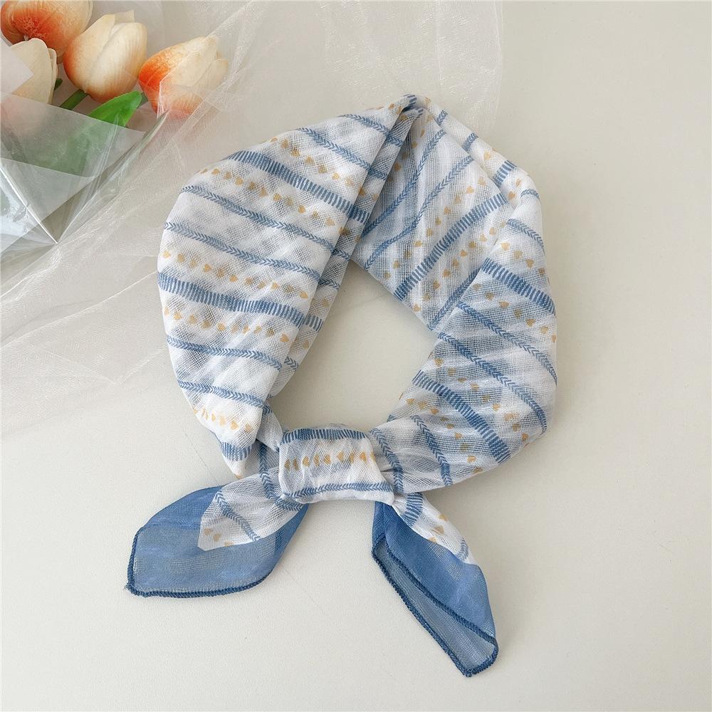 Eșarfă pătrată mică din bumbac și in Eșarfă din mătase Primăvară și toamnă pentru femei Stil nou artistic și versatilă la modă Esarfă cu bentiță cu temperament