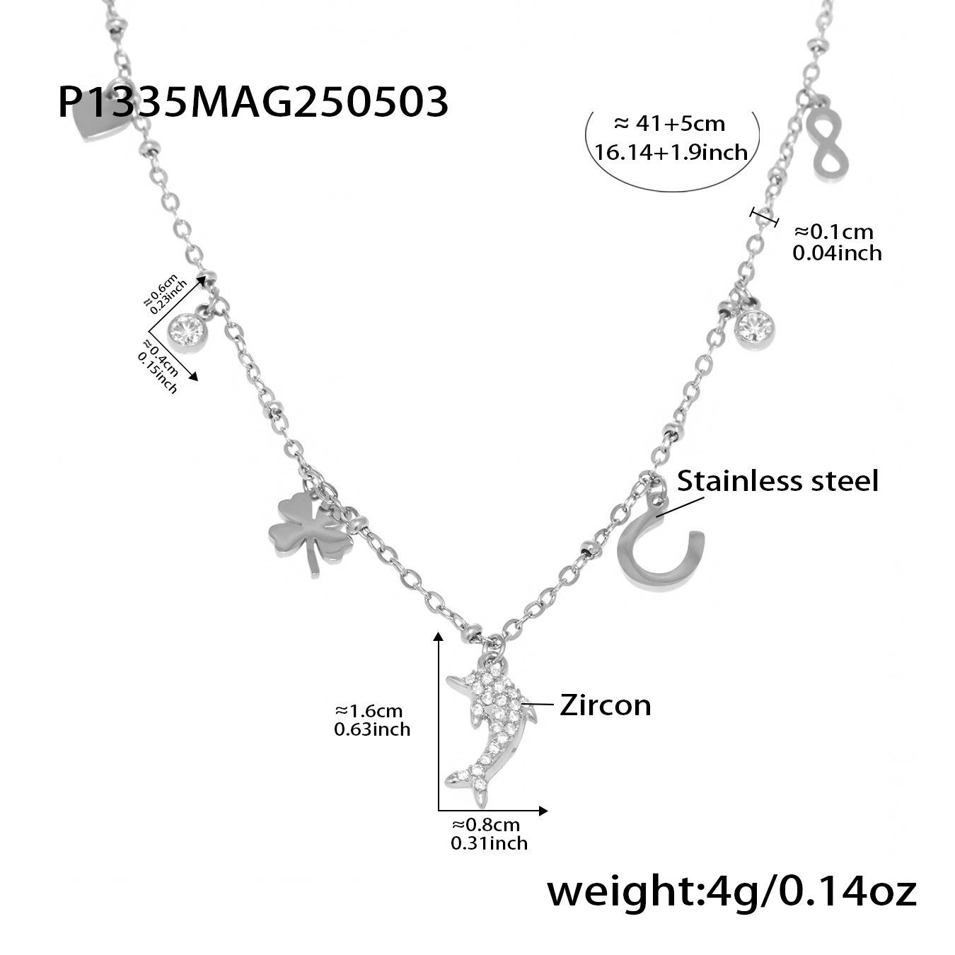 Qiong Yao 5A Zirconia Dolphin Figure 8 Pendant Women s Layered Clavicle Chain Necklace