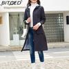 BITCED Spring/Fall Long-Sleeve Casual Trench Coat for Women Water-Resistant Hooded Solid-Color Top Striped Lining Straight-Cut Jacket
