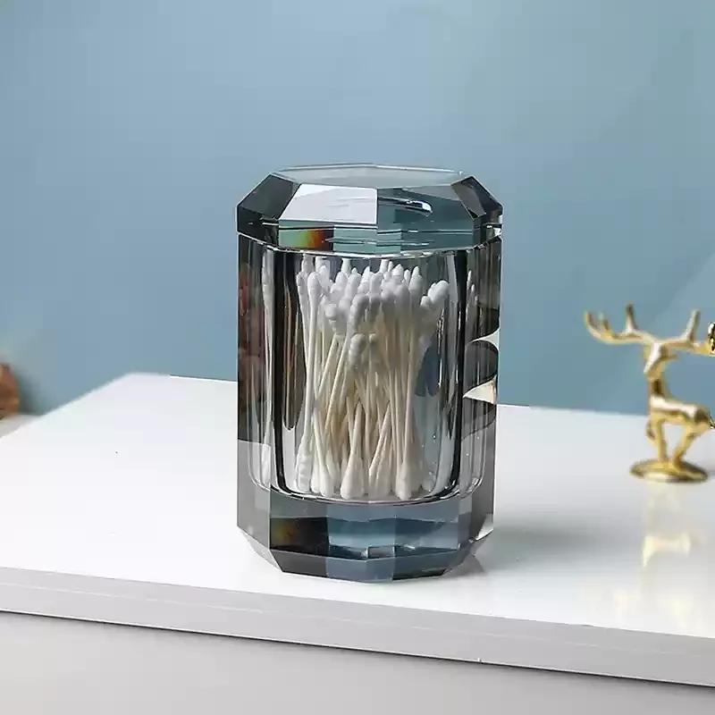 European Grey Crystal Glass Lotion Bottle Mouthwash Cup Toothbrush Shelf Bathroom Accessories Luxury Crystal Toothbrush Shelf