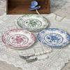 Round Dinner Plate Retro Dessert Plate Creative Nordic Flower Pattern Disc  Hotel