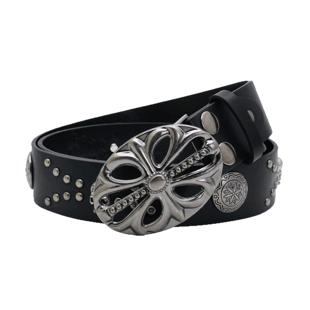 Bohemian Ladies Belt Vintage Western Cowboy Punk Skull Rivet Belt Men'S Belt