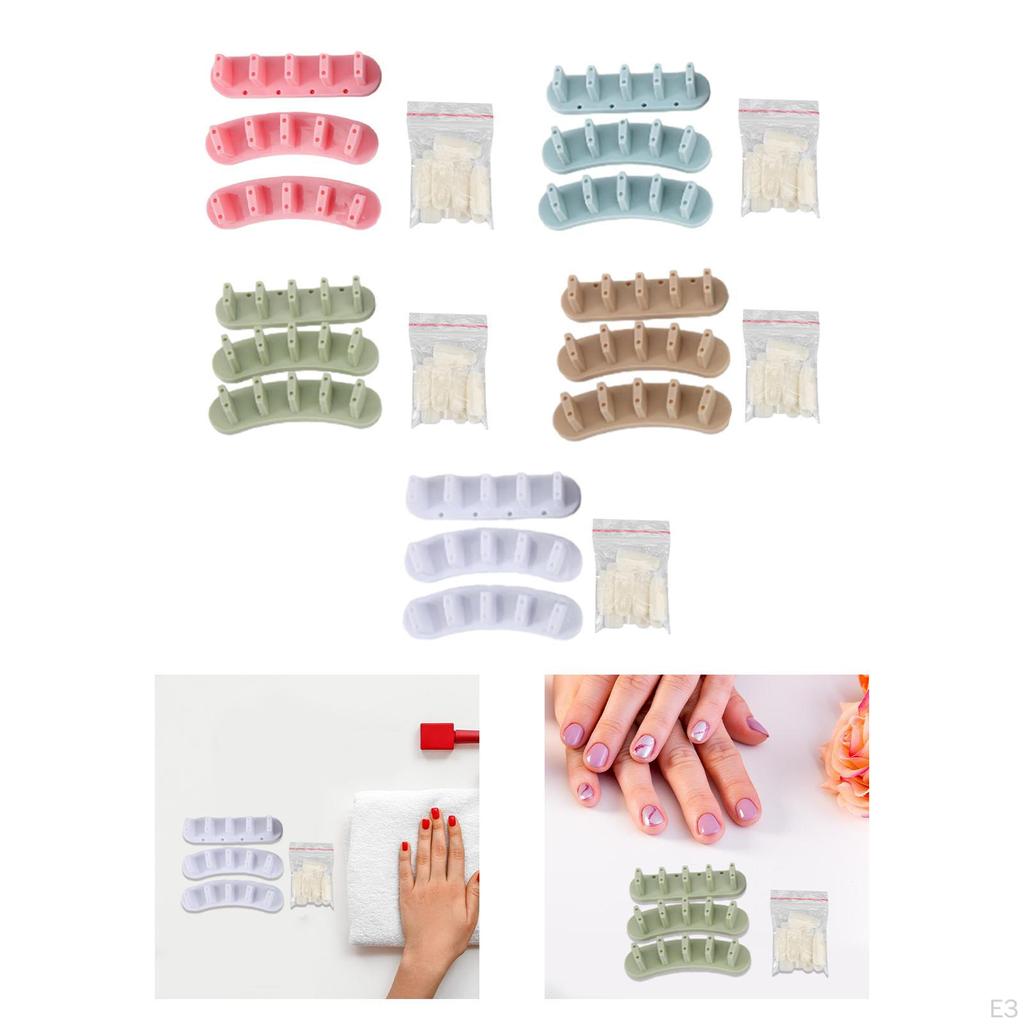 3 Pieces Acrylic Nail Art Display Stand Tips Practice Holder, DIY Training Tools with 10