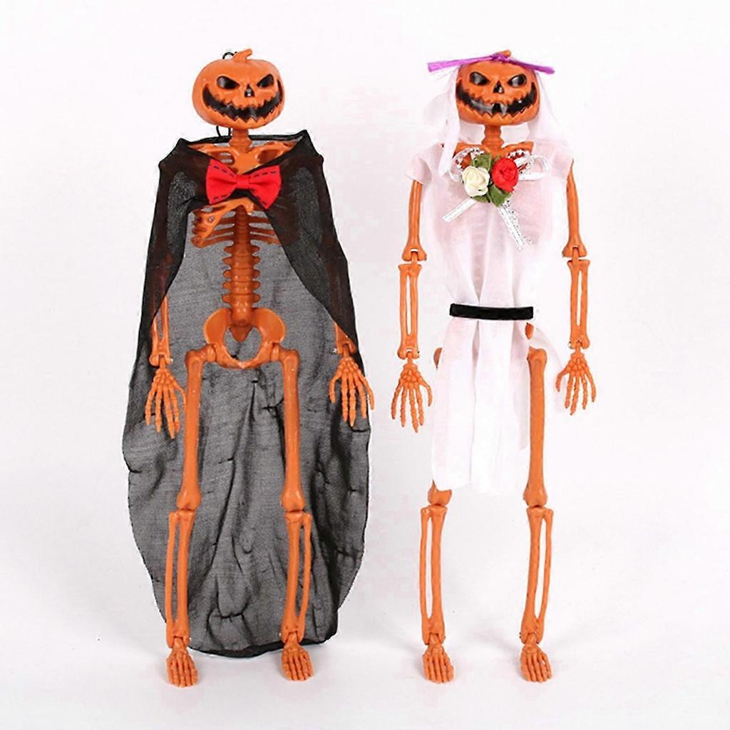 2Pcs Haunted House Prop Full Body with Movable Joints Outdoor Decor Halloween