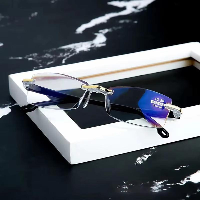 New Intelligent Zoom Glasses Men Women Reading Glasses Anti Blue Ray Rimless Cutting Presbyopia Eyewear Prescription Glasses