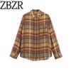 Za Autumn New Arrivals Women's Clothing Zr European and American Style Fashionable Simple Versatile Plaid Long-Sleeve Shirt 8379031