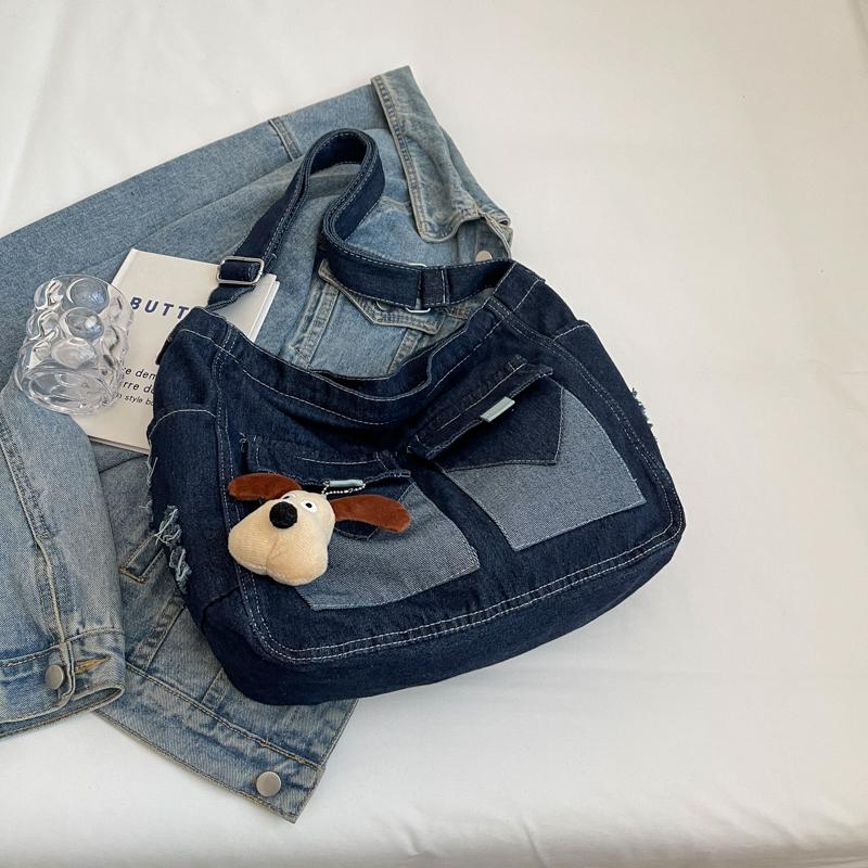 Джинсовая сумка Большая вместительная сумка Женская сумка через плечо Студенческая сумка — фото 8