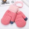 Kids Winter Double Layer Thick Warm Full Finger Stitching Knitted Gloves