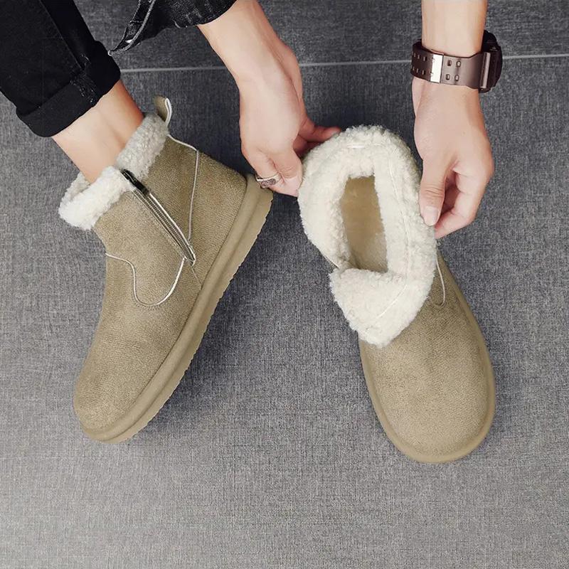 Vinter Kältesäkra Snöstövlar Herr Plus Sammet Varma Mångsidiga Mocka Bomullsskor Bekväma Casual Ankelstövlar Utomhusskor