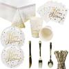 Dot Gold Polka Stamping Happy Birthday Party Decor Supplies Tableware Disposable