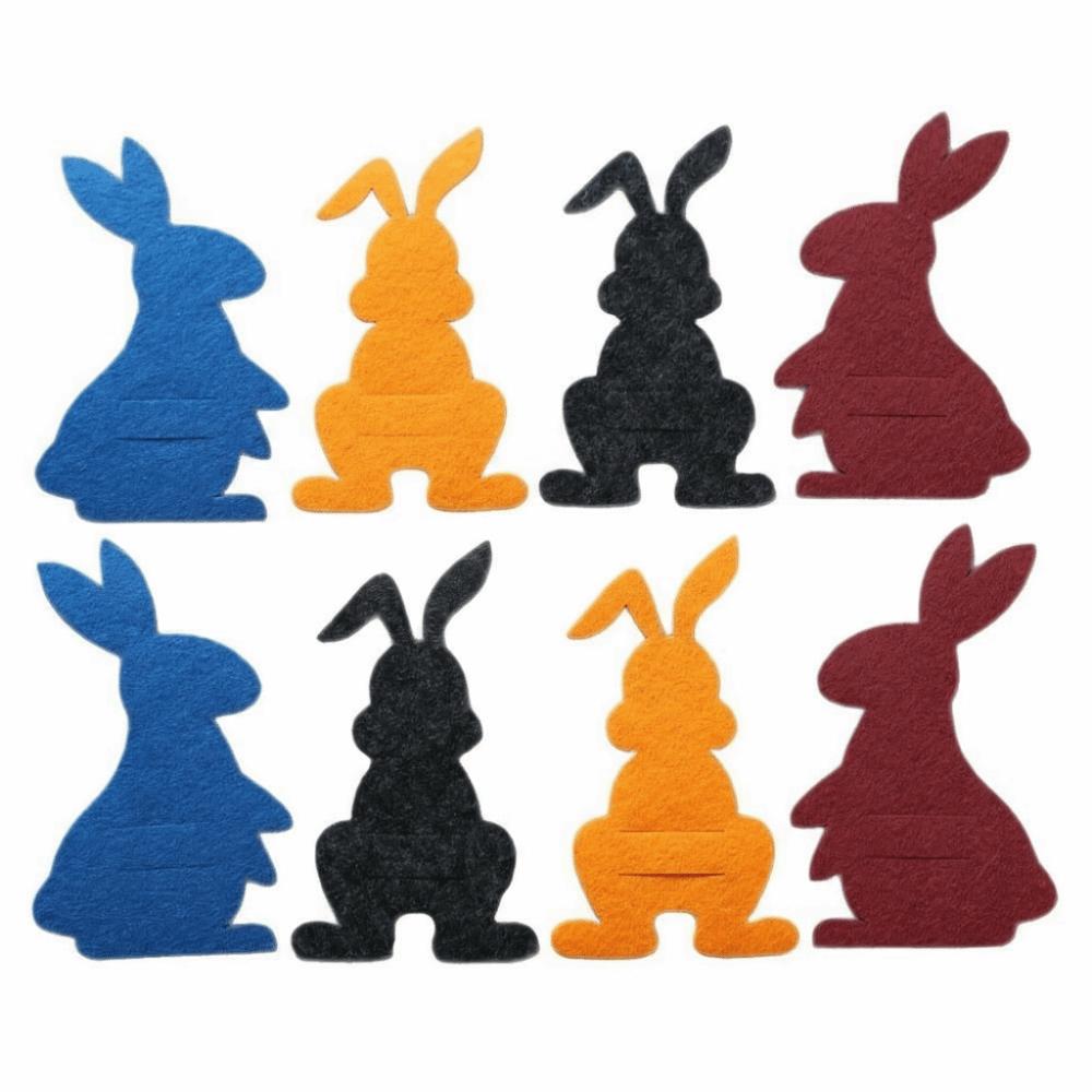 

8pcs/set Funny Easter Bunny Coin Clip Colorful Felt Unique Rabbit Cutlery Holders Cotton Cloth Cartoon Dinnerware Decor