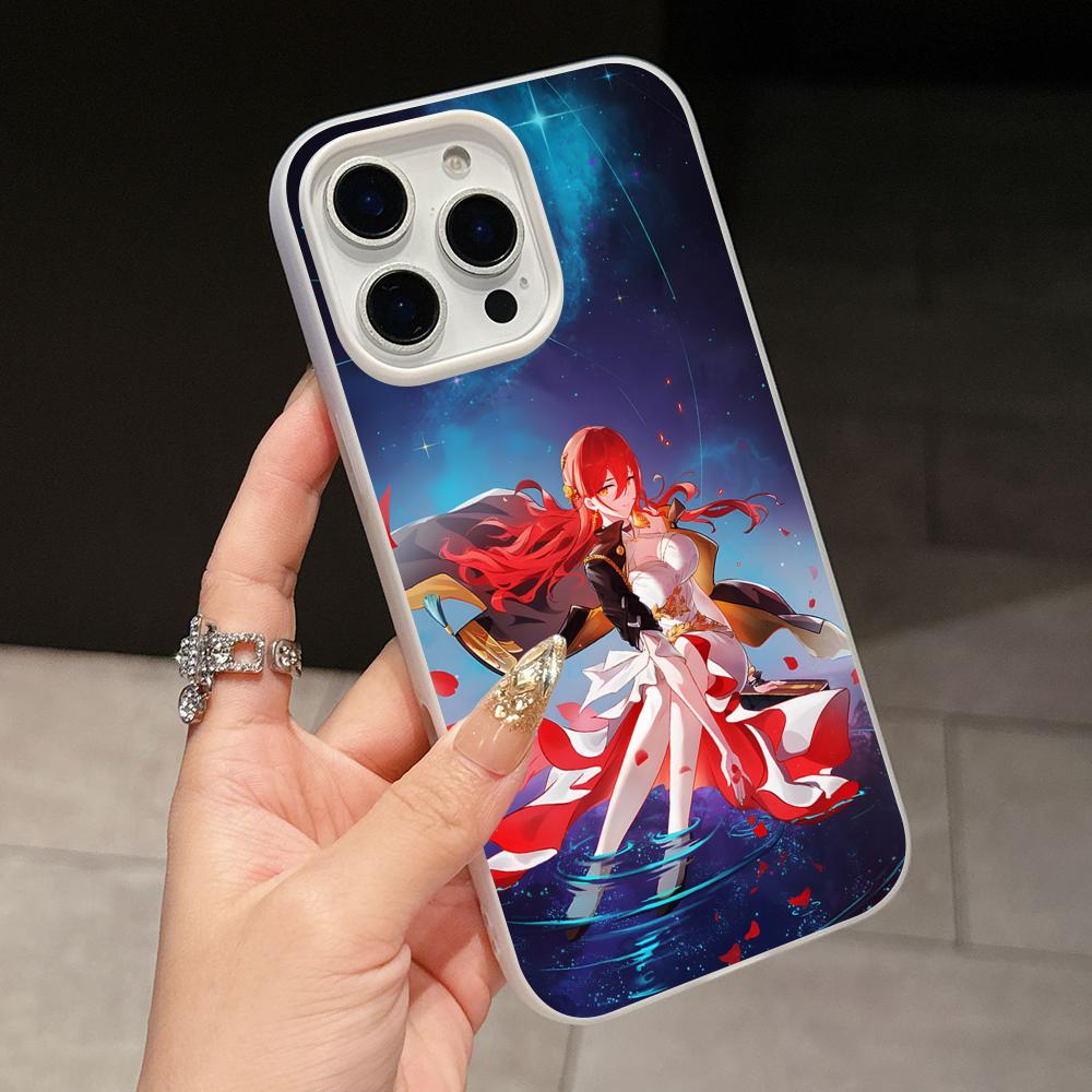 HSR Himeko Jelly Double layer White Mobile Phone Case for iPhone 17 16 15 14 13 12 11 Air Pro Max Plus Protective