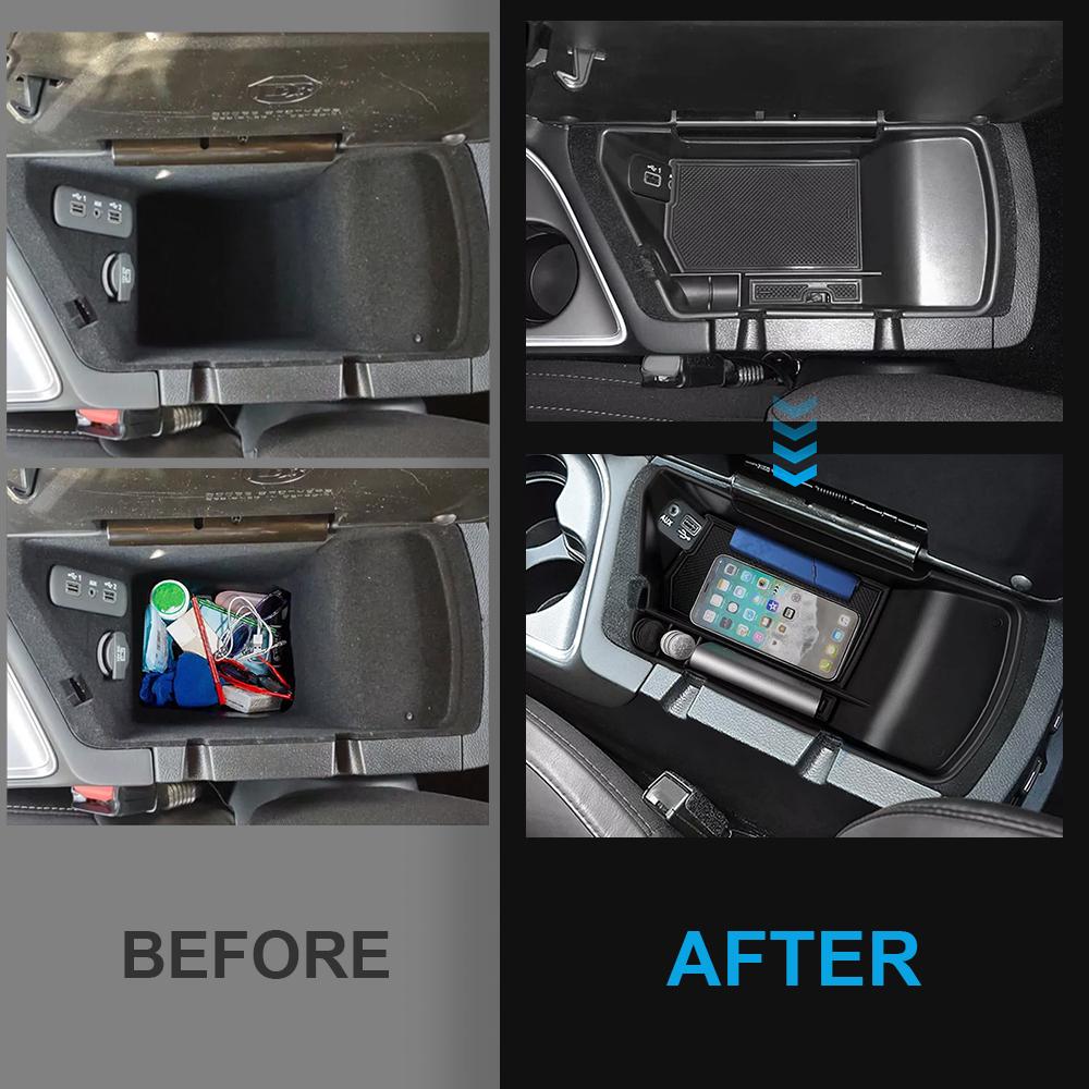 1pcs Car Center Console Organizer Tray Black Plastic Armrest Storage Box Fit for Dodge Challenger 2015-2022