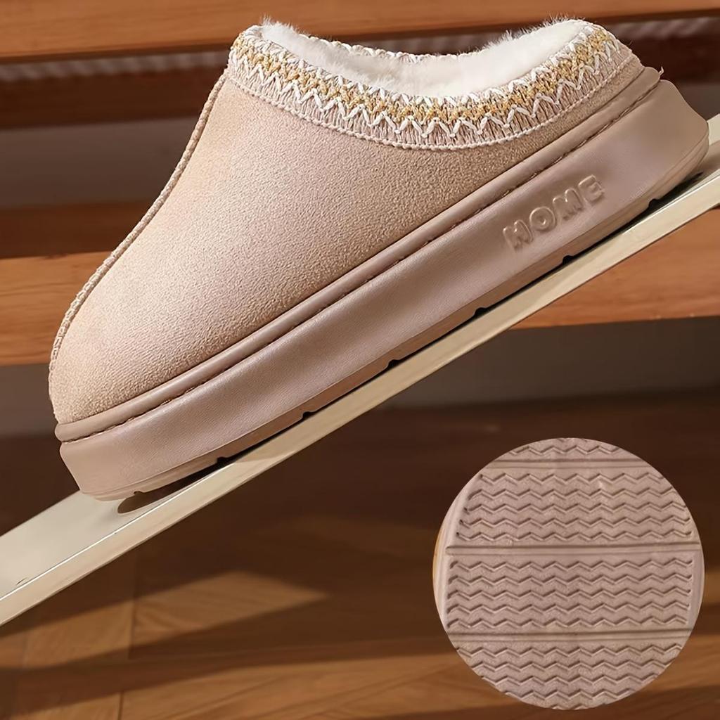 Couple Thick Sole Slippers, Memory Foam Insole, Warm Fabric Lining, Stitched Upper Design, Non-slip EVA Sole, Easy To Put On And Take Off Home Shoes