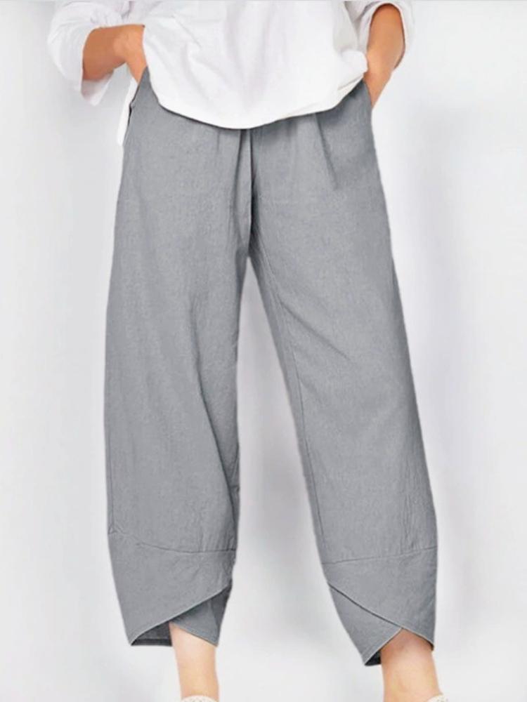 Elastische Taille Katoen Linnen Losse Casual Broek Huisbroek Dames