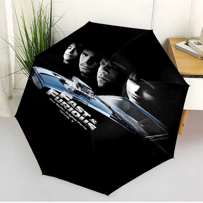 Fast & Furious Print Automatic Open Close Umbrella, Portable Foldable Umbrella, for Outdoor Commute Camping Trip, Ideal Birthday Gift