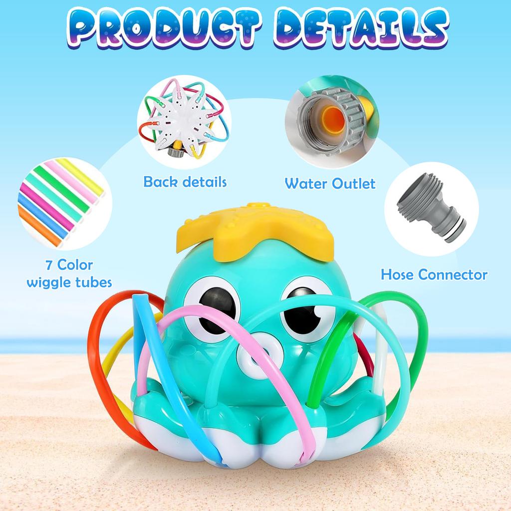 Non-Toxic Octopus Sprinkler Water Spray Outdoor Toy Backyard Garden Water Toys Summer Yard Cartoon Splash Sprinkler Baby Bath Toy For Kids
