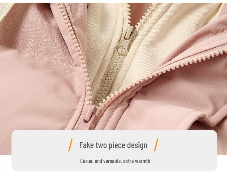 Qisenwei Winter Streetwear Faux Two-Piece Cotton Jacket – Windproof Waterproof Youth Puffer Jacket