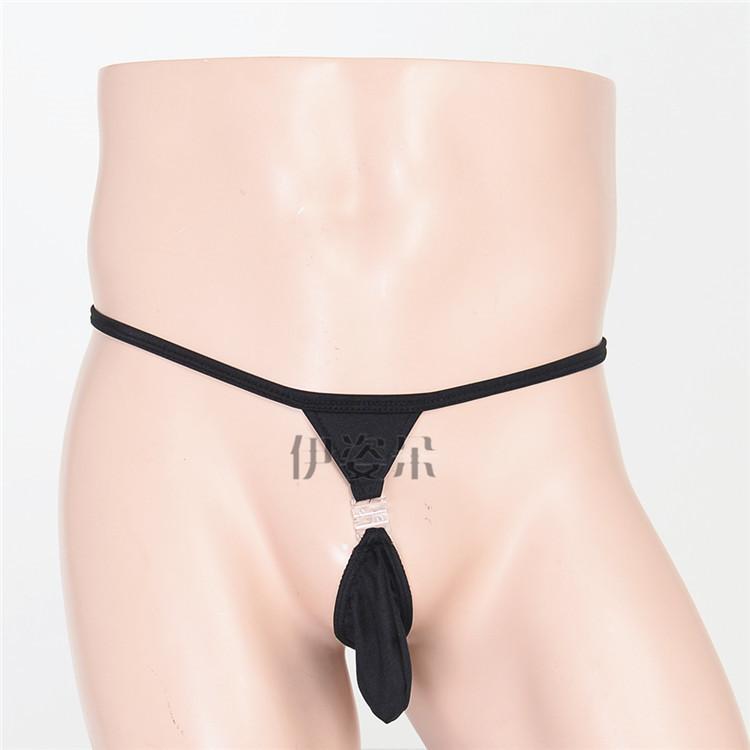 Hot-selling New Sexy Dew PP Men's T-pants, Black Sex Fun Elastic Sex Fun Thong Low-rise Men's Thong