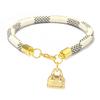 High-End Fashion Stripe Leather Bracelet with Gold-Plated Metal Accents