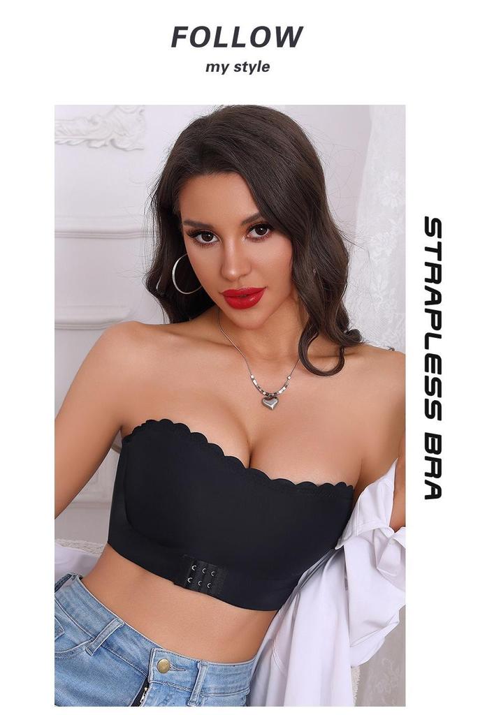 One-Shoulder Non-Slip Strapless Bra with Front Buckle and Invisible Bandage Style