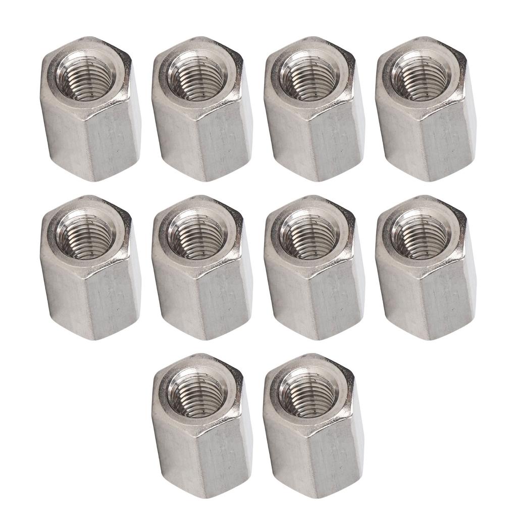 10PCS Hex Coupling Nuts 304 Stainless Steel Long Rod Coarse Hex Connection Nut M10 Thread
