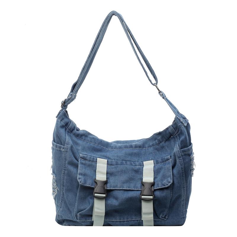 Dámská crossbody taška z denimu s velkou kapacitou, studentská taška messenger, nákupní taška