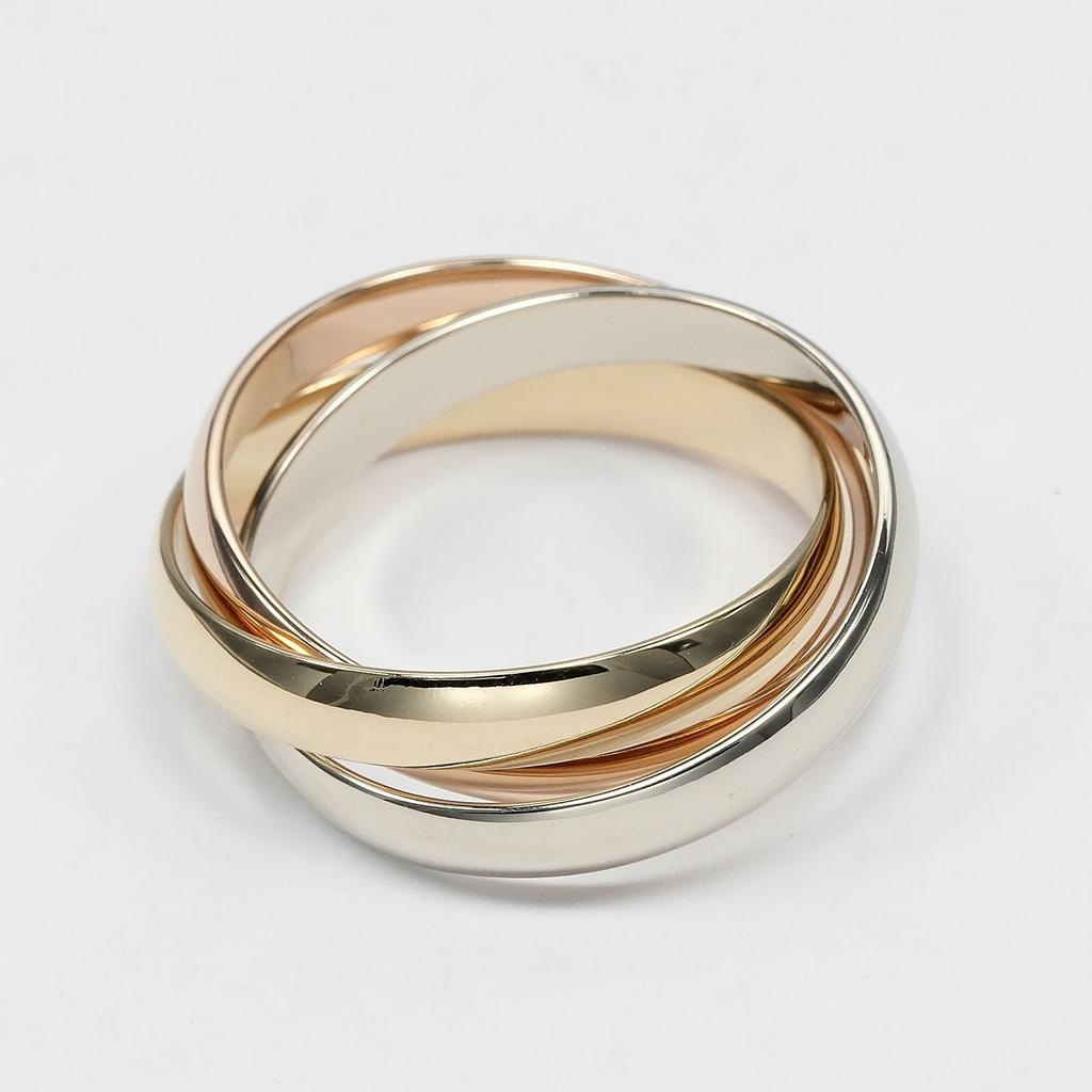 CARTIER Trinity Ring 0.1" band K18 Gold (YGxPGxWG) #7.4(US Size) 7.83g Women Used