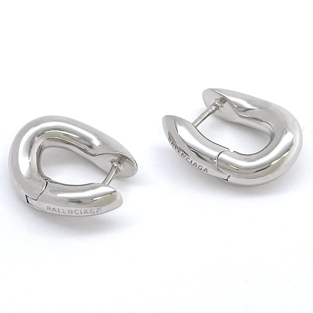 Balenciaga Mini Hoop Earrings Shiny Silver 656263 TZ99S 0926 [Item]