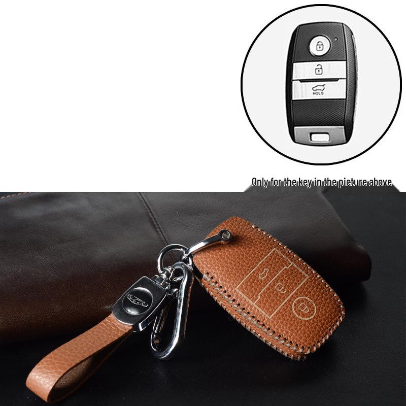 Smart Cowhide Key Case for Landwind X7/X5 with One-Key Start - Universal Snap Button Design for Men and Women