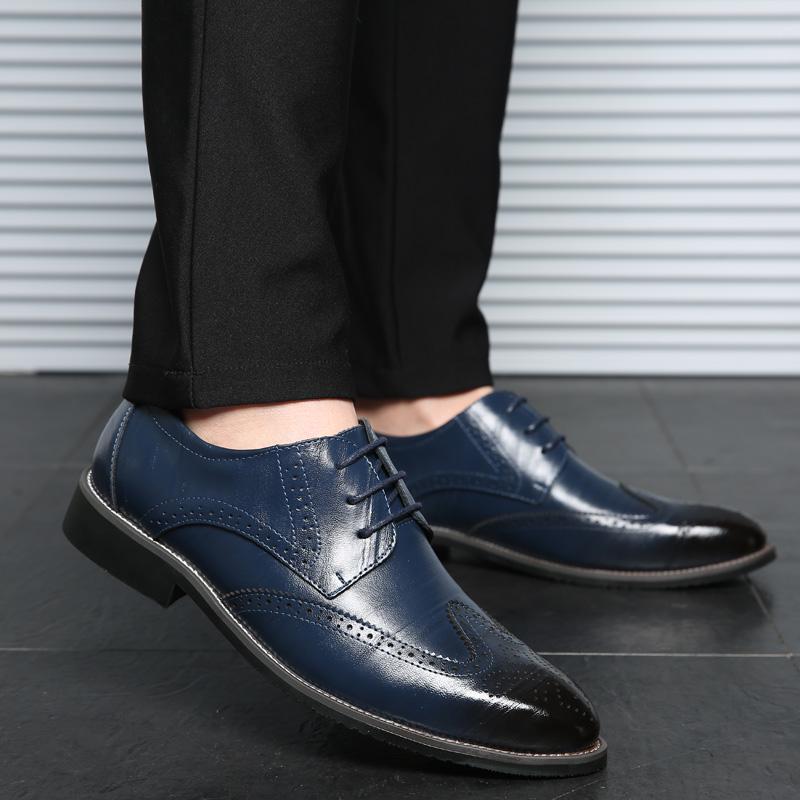 Men Oxford Genuine Leather Dress Shoes Formal Business Shoes Lace Up Flats Male Casual Shoes