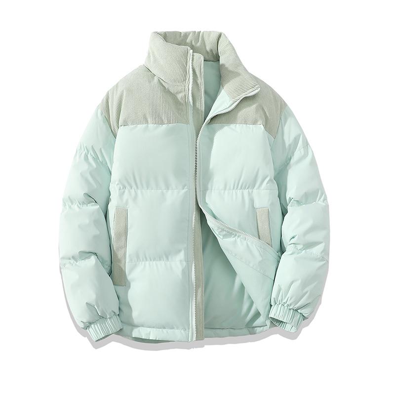 Cotton Jacket Versatile Cotton Coat Men's Corduroy Cotton Coat with Stand Collar Patchwork Design Pockets Thickened for Winter