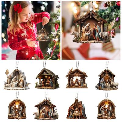 Strohhütte Rucksack Schlüsselanhänger Anhänger Weihnachtsdekorationen 10 Stück Acryl Flache Form Weihnachtsgnom Dekorationen Küche