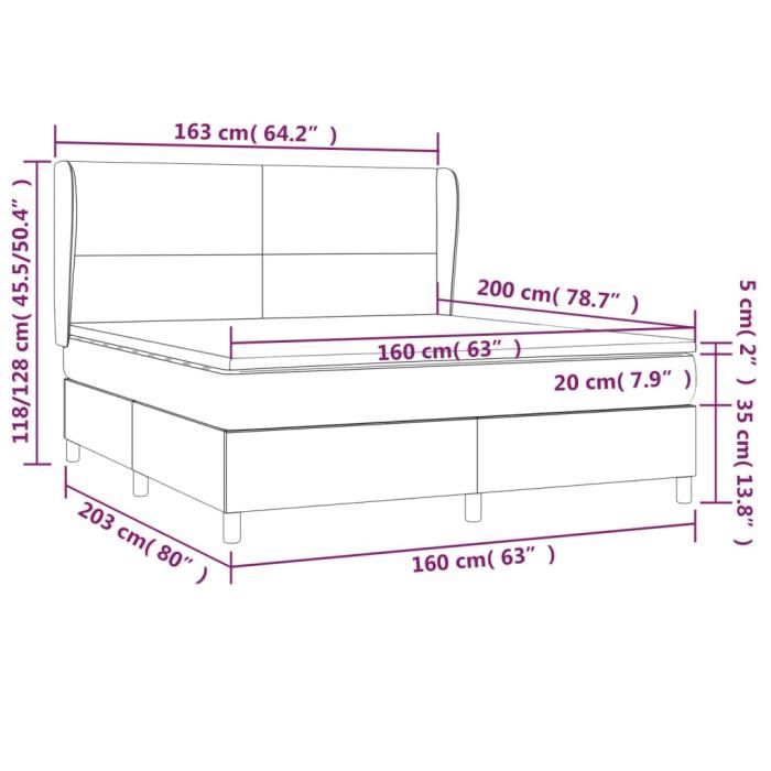3127815 vidaXL Divan Bed with Mattress Black 160x200 Cm Fabric