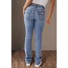 Damen Frühjahr Neue Doppelknopf Mid-Waist Straight Jeans Slim Temperament Hose