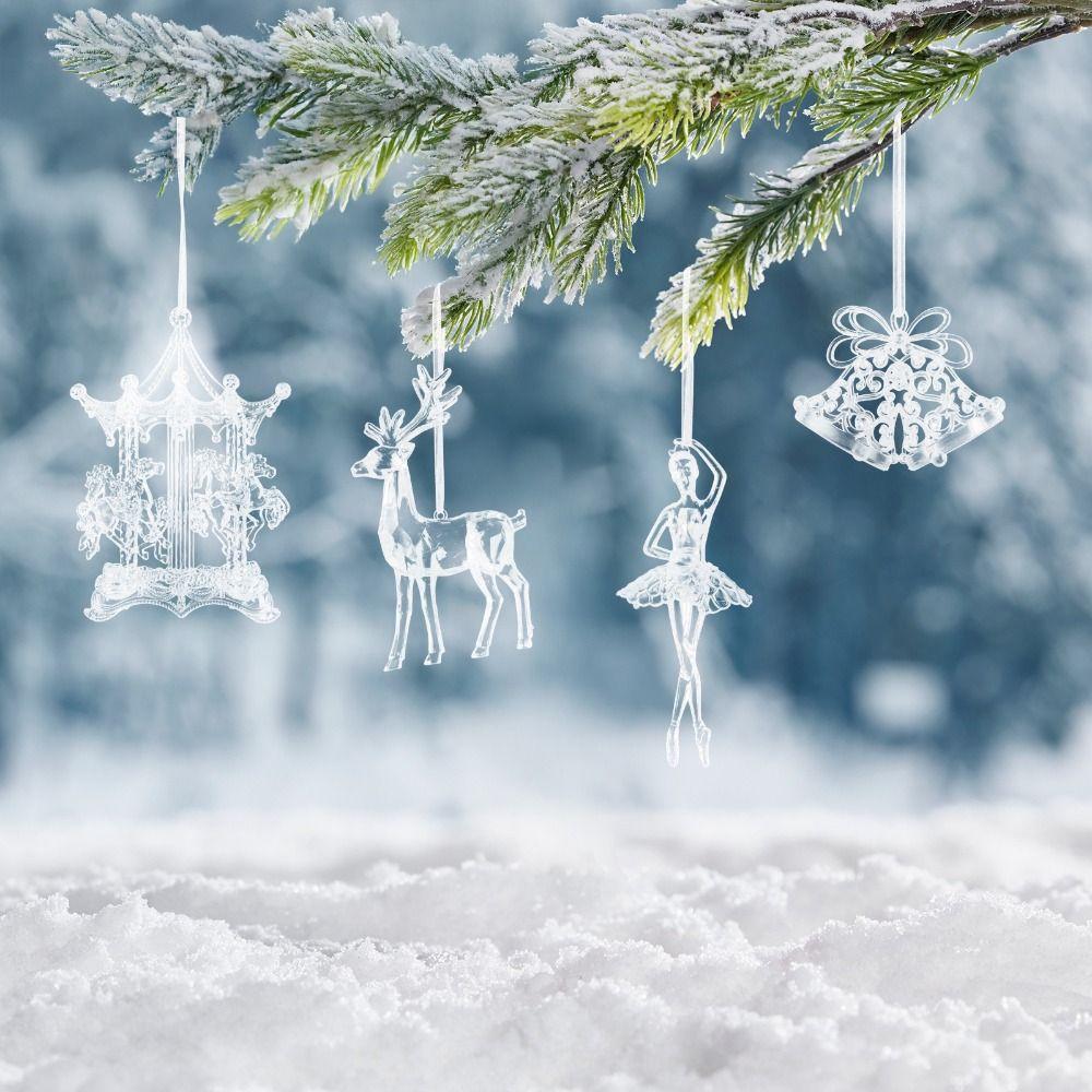 Clear Simulation Acrylic Christmas Pendants Acrylic Transparent Tree Hangings  Holiday Season