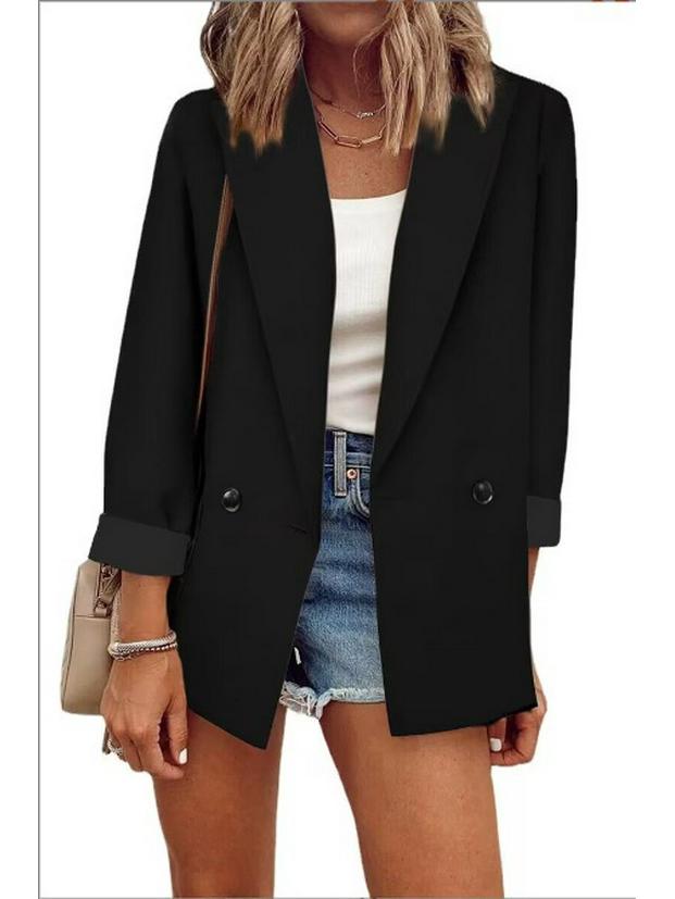 2026 European/American Fashion Solid Color Long Sleeve Jacket - Spring/Autumn Suit