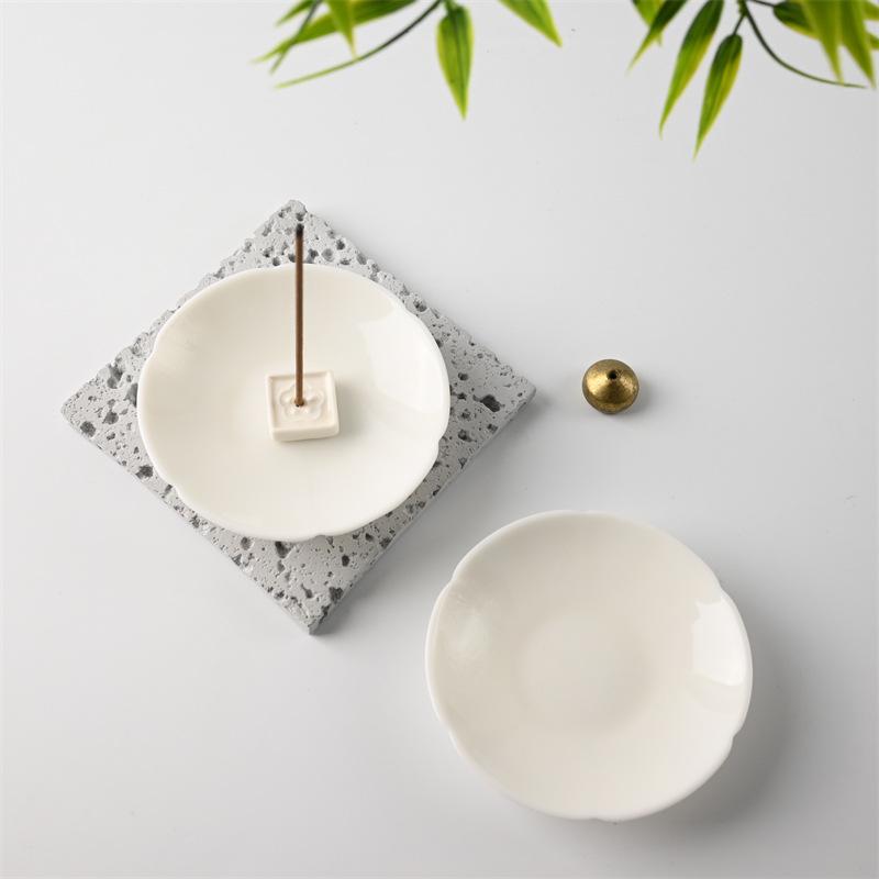 Minimalist Pure White Ceramic Incense Stick Holder - Zen Tea Ceremony Stand & Indoor Ornament