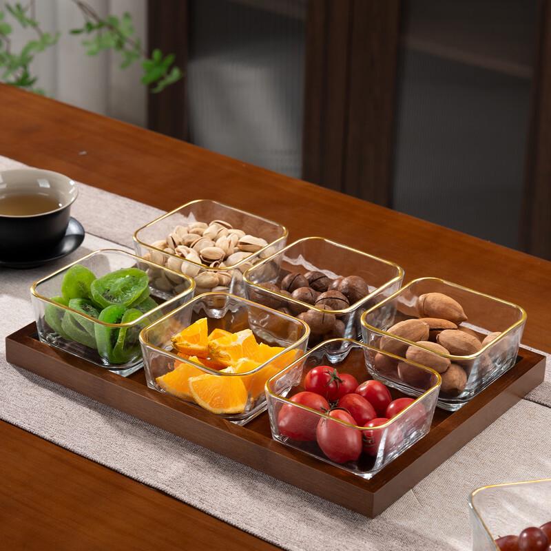 Partitioned Solid Wood Fruit Tray Set