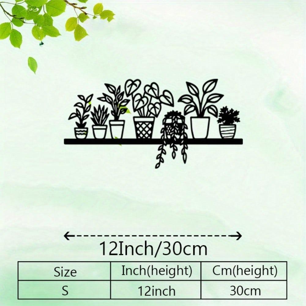 Bohemian Flower Metal Wall Art Vintage Plant Shelf with 7 Hanging Pots for Kitchen Living Room Rustic Holiday Gift