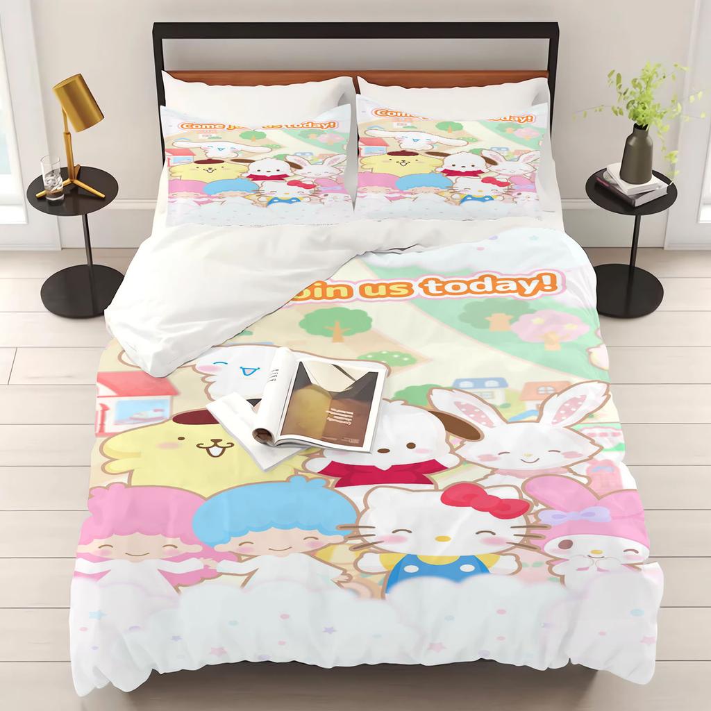Sanrio Series 3-Piece  One Piece Bedding Set Comforte Luxus  Exquisite Birthday Gift  Polyester Home Decor