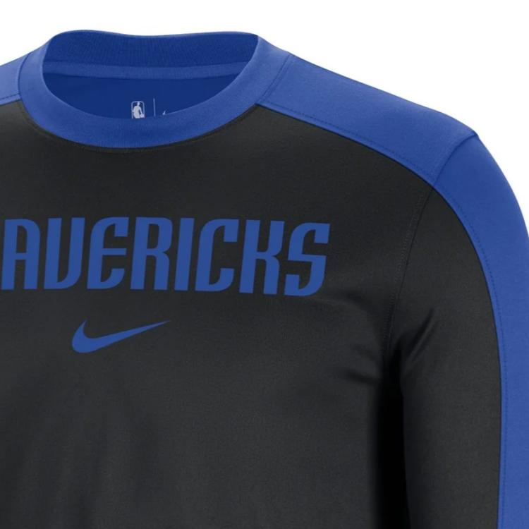 Nike X NBA Dallas Mavericks Colorblock Pregame Fashionable Letter Long Sleeve T-Shirt Unisex Tops Black FV1635-480