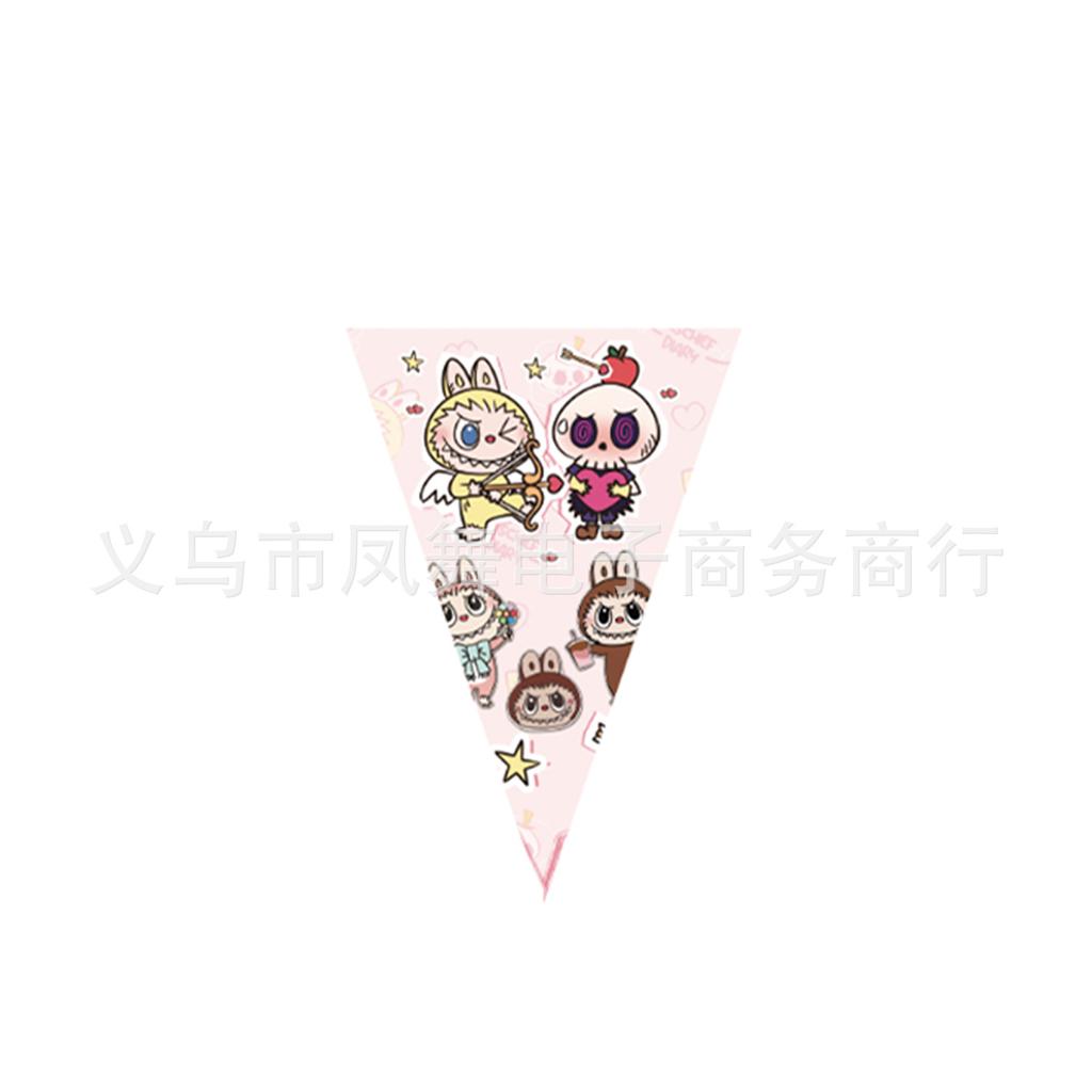 Labubu Birthday Theme Party Arrangement Background Balloon Dinner Plate Tissue Paper Cup Flag