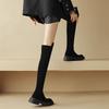 Krazing Pot Flock Autumn Winter Shoes Med Heels Flat Platform Size 42 Over-the-knee Boots Slip on Elastic Thigh High Boots