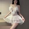 Erotic Underwear: Sexy halter, Lace, Seductive, Cut-out, lace-up, mesh sleeping dress, Hot see-through uniform 8497