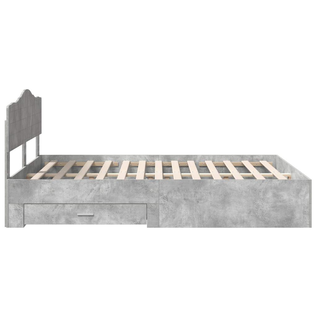Bed Frame with Headboard Concrete Grey 140 X 190 Cm Engineered Wood