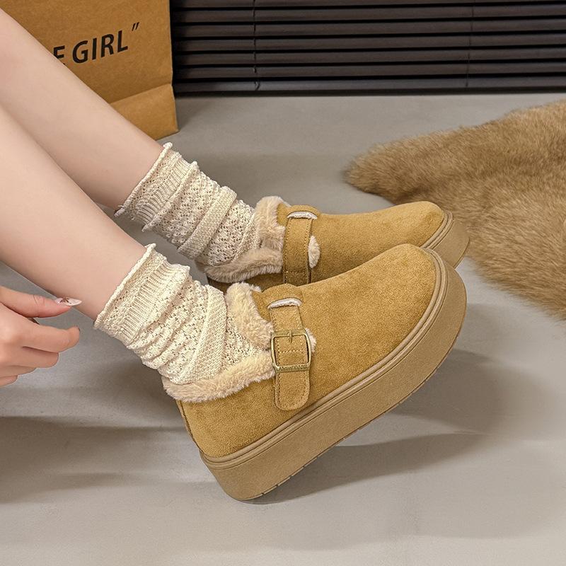 Thick-soled heightening Birkenstocks winter 22 new velvet warm snow boots warm Birkenstocks cotton shoes 35