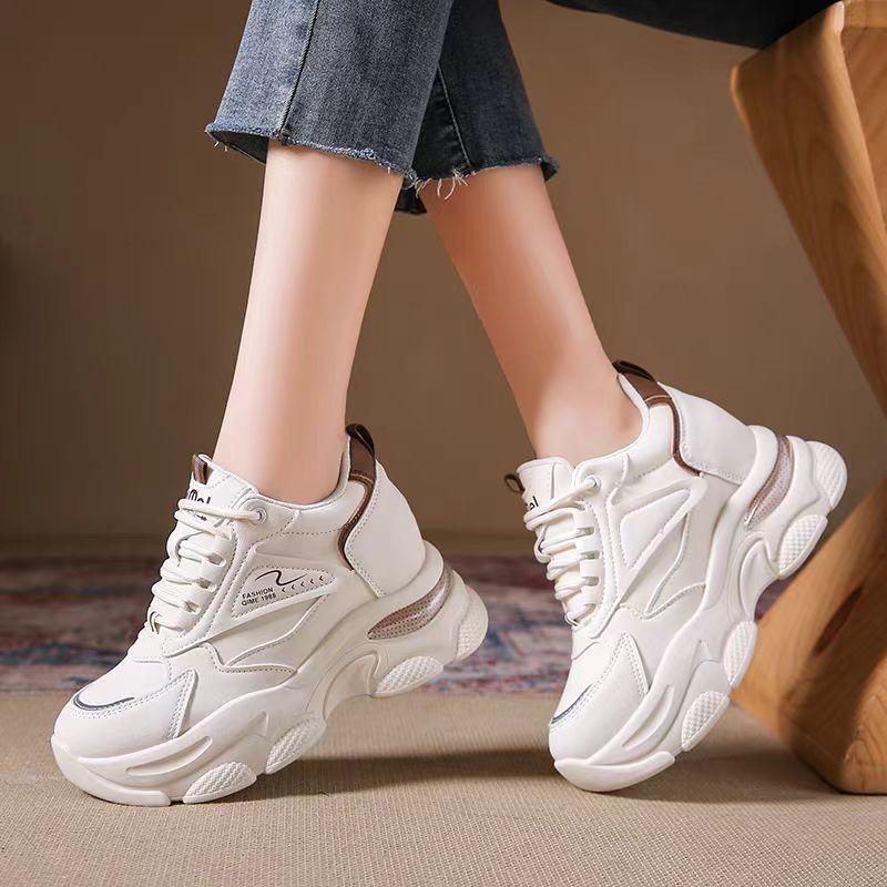 Dad shoes women's 2025 new spring and autumn thick soles increase in height, small man lightweight casual little white shoes sports shoes children