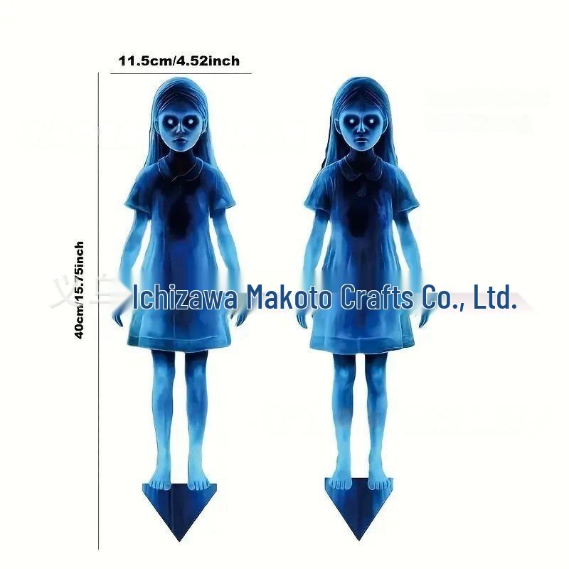 Металлическое украшение-призрак на Хэллоуин для улицы: Двойной садовый колышек-призрак